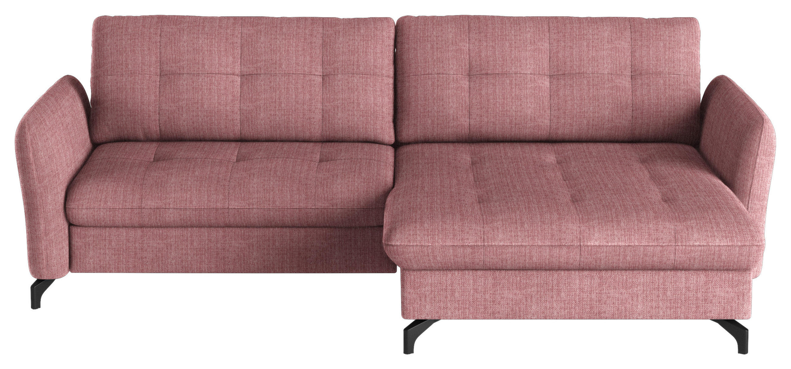 ECKSOFA in Flachgewebe, Leinenoptik Rosa  - Schwarz/Rosa, Design, Textil/Metall (242/170cm) - Xora