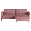 ECKSOFA in Flachgewebe, Leinenoptik Rosa  - Schwarz/Rosa, Design, Textil/Metall (242/170cm) - Xora