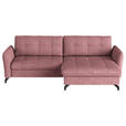 ECKSOFA in Flachgewebe, Leinenoptik Rosa  - Schwarz/Rosa, Design, Textil/Metall (242/170cm) - Xora