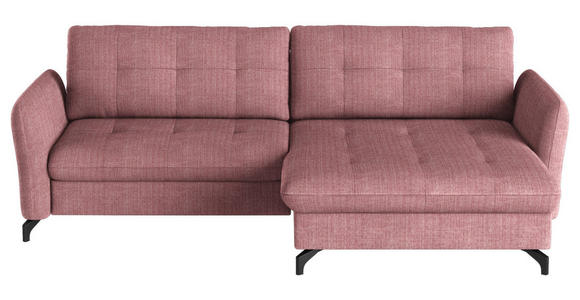 ECKSOFA in Flachgewebe, Leinenoptik Rosa  - Schwarz/Rosa, Design, Textil/Metall (242/170cm) - Xora