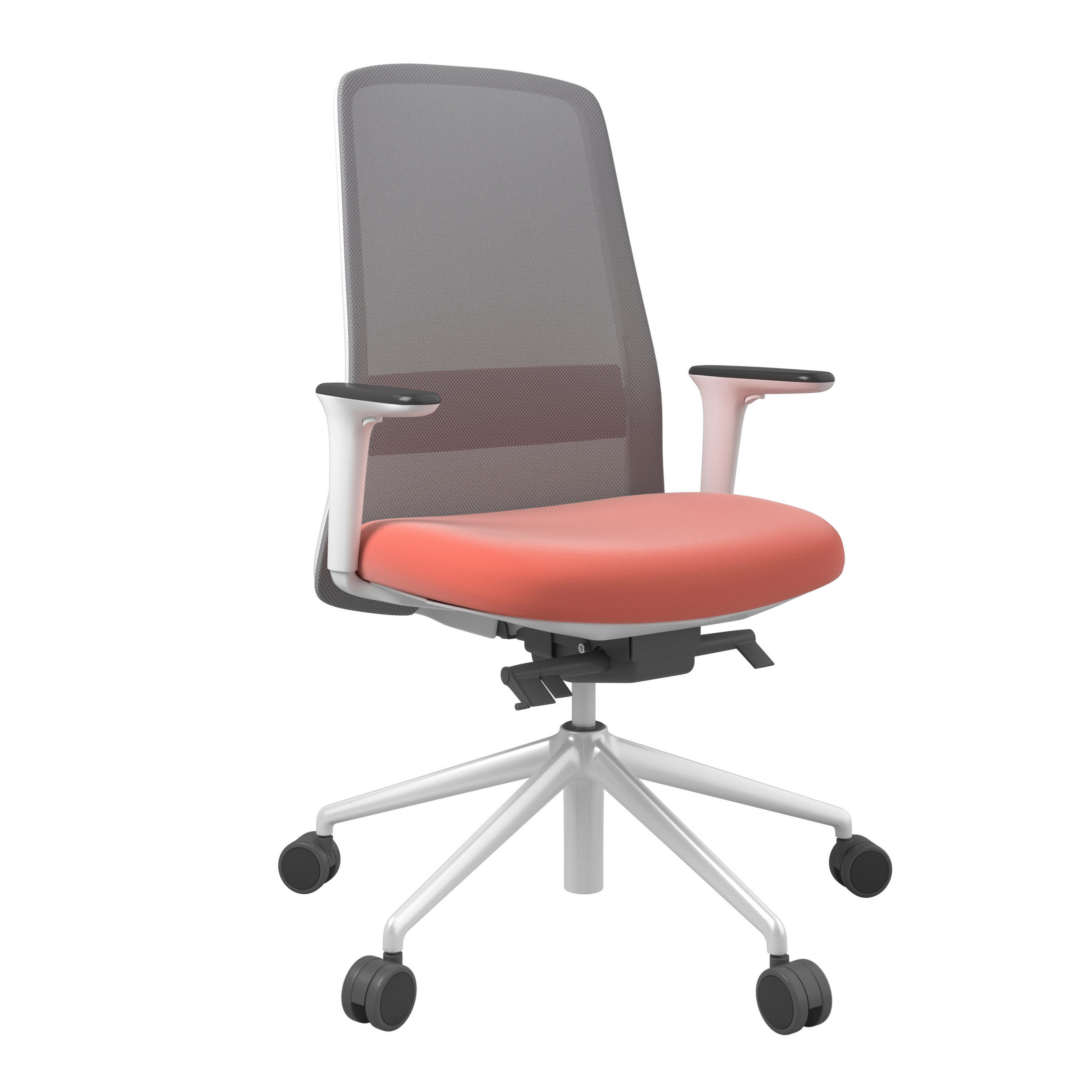 DREHSTUHL Lederlook Grau, Orange, Weiß  - Orange/Weiß, MODERN, Kunststoff/Textil (70/103-115/70cm)
