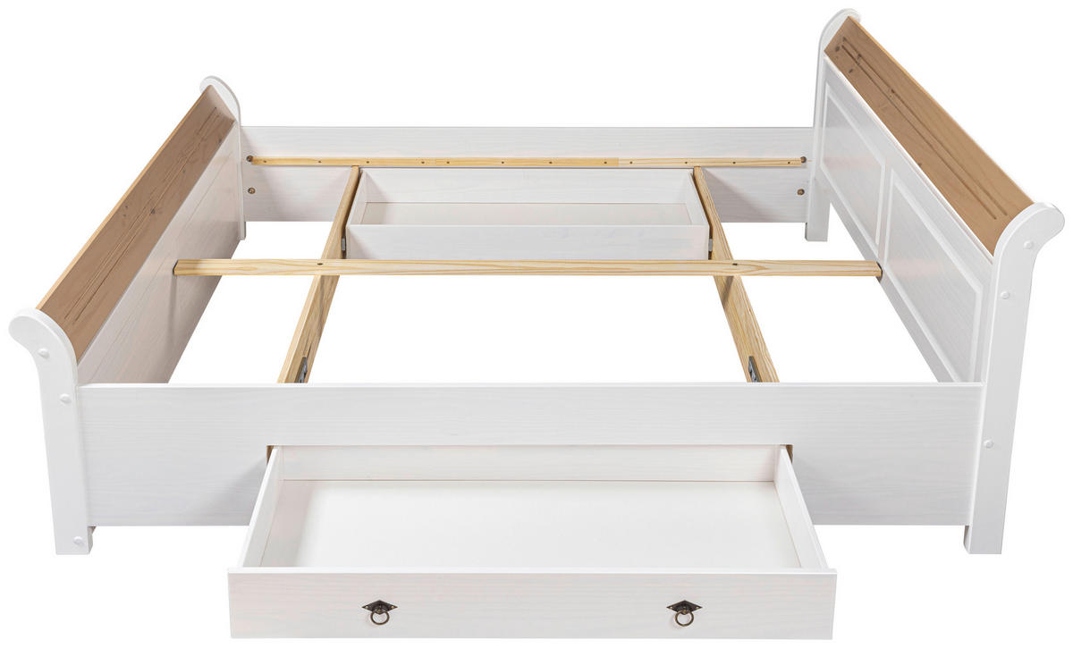 STAURAUMBETT 180/200 cm  in Weiß, Eichefarben  - Eichefarben/Weiß, LIFESTYLE, Holz (180/200cm) - Ti'me