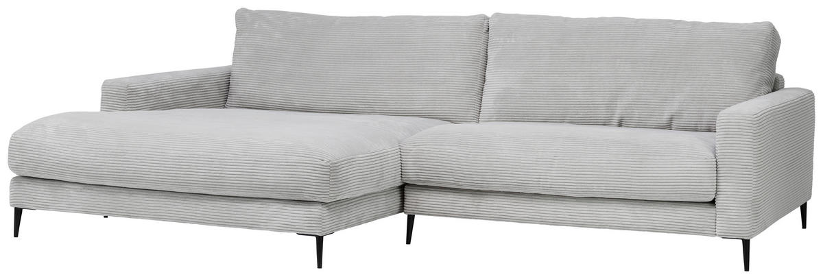 ECKSOFA in Cord Grau  - Schwarz/Grau, Design, Textil/Metall (190/272cm) - Lomoco
