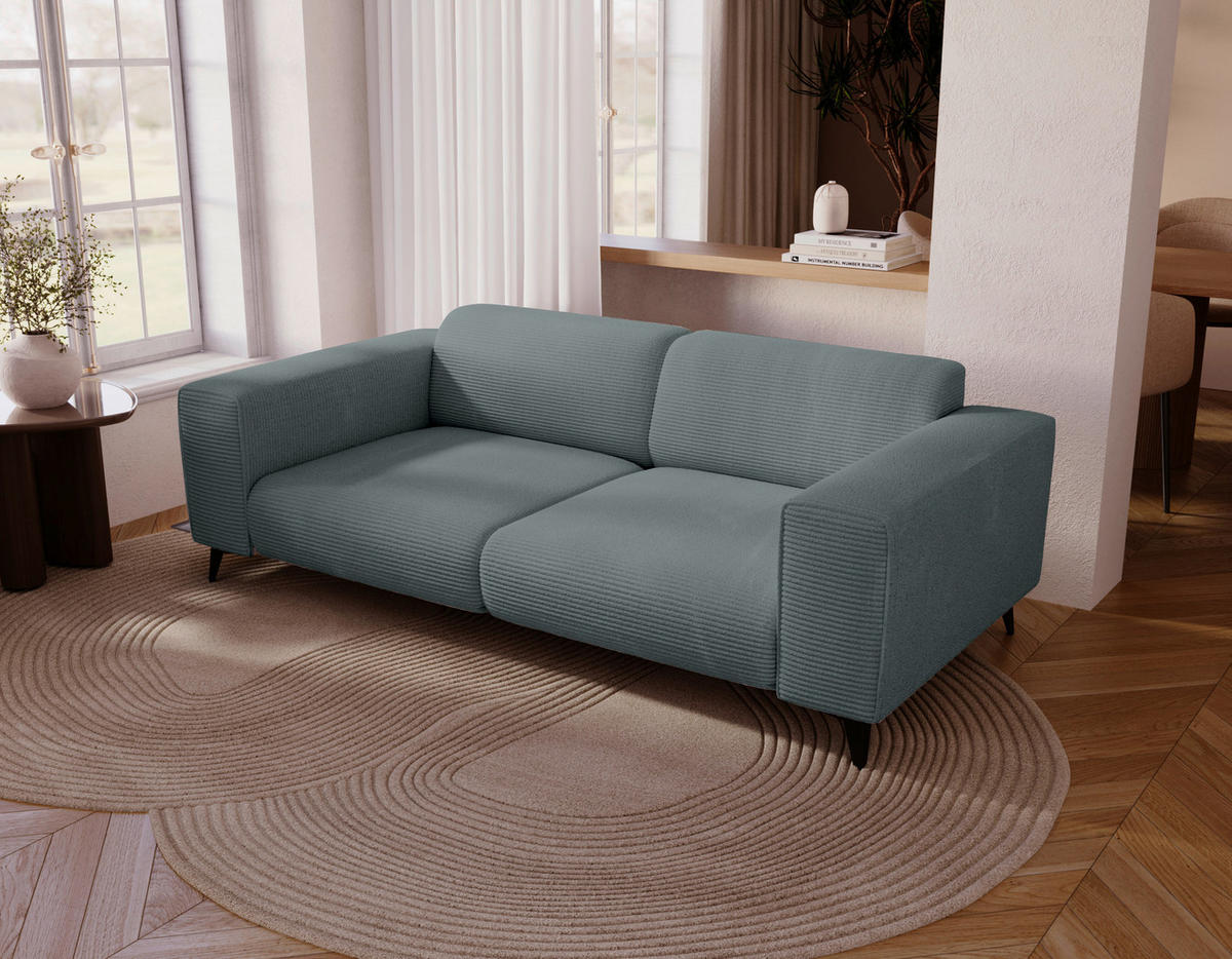 2-SITZER-SOFA Cord Graphitfarben  - Schwarz/Graphitfarben, KONVENTIONELL, Textil/Metall (207/75/104cm) - Carryhome