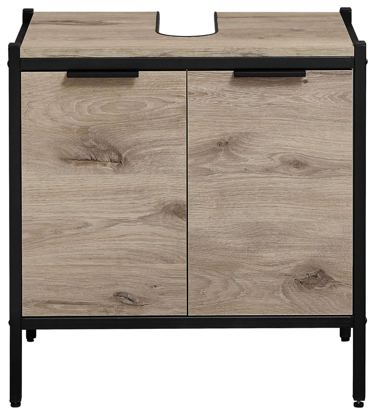WASCHBECKENUNTERSCHRANK 60/60/35 cm  - Eichefarben/Schwarz, KONVENTIONELL, Holzwerkstoff/Kunststoff (60/60/35cm) - home24