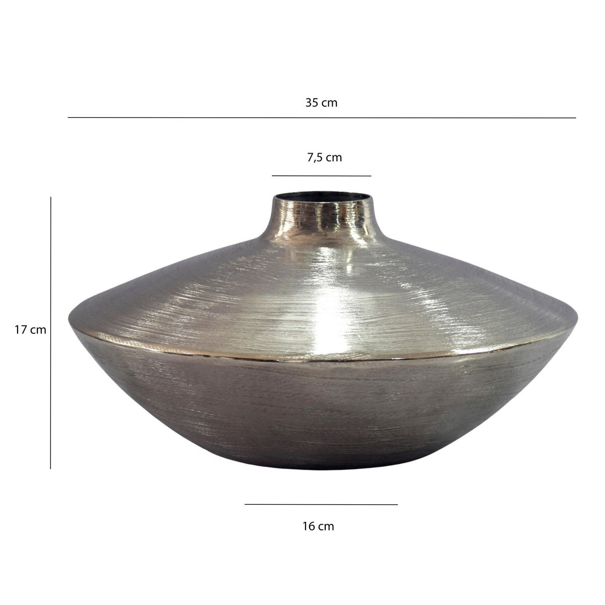 Vază 17 cm  - argintiu, Design, metal (35/35/17cm) - MID.YOU