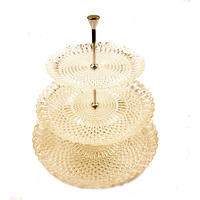 Platou Etajat Prăjituri cu 3 etaje - argintiu, Basics, sticlă/metal (21+28+33cm) - Ambia Home