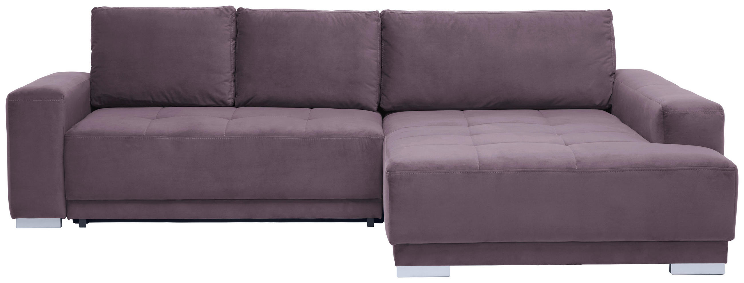 ECKSOFA inkl. Funktionen in Flachgewebe Rotbraun  - Rotbraun/Silberfarben, Design, Holz/Textil (293/195cm) - Cantus