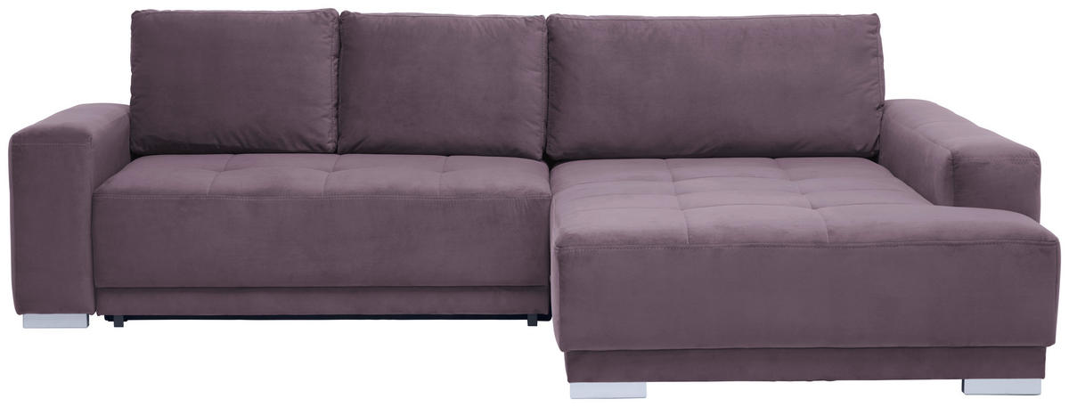 ECKSOFA inkl. Funktionen Rotbraun Flachgewebe  - Rotbraun/Silberfarben, Design, Holz/Textil (293/195cm) - Cantus