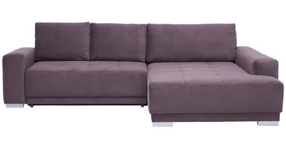 ECKSOFA inkl. Funktionen in Flachgewebe Rotbraun 293/195 cm - Rotbraun/Silberfarben, Design, Holz/Textil (293/195cm) - Cantus