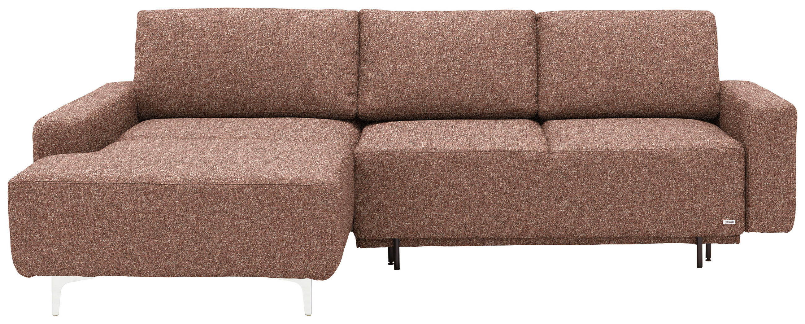 ECKSOFA  in Mikrovelours Terracotta  160/248 cm  - Terracotta/Alufarben, Design, Textil/Metall (160/248cm) - Sedda