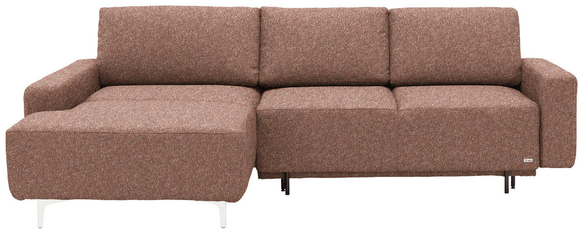 ECKSOFA  in Mikrovelours Terracotta  160/248 cm  - Terracotta/Alufarben, Design, Textil/Metall (160/248cm) - Sedda