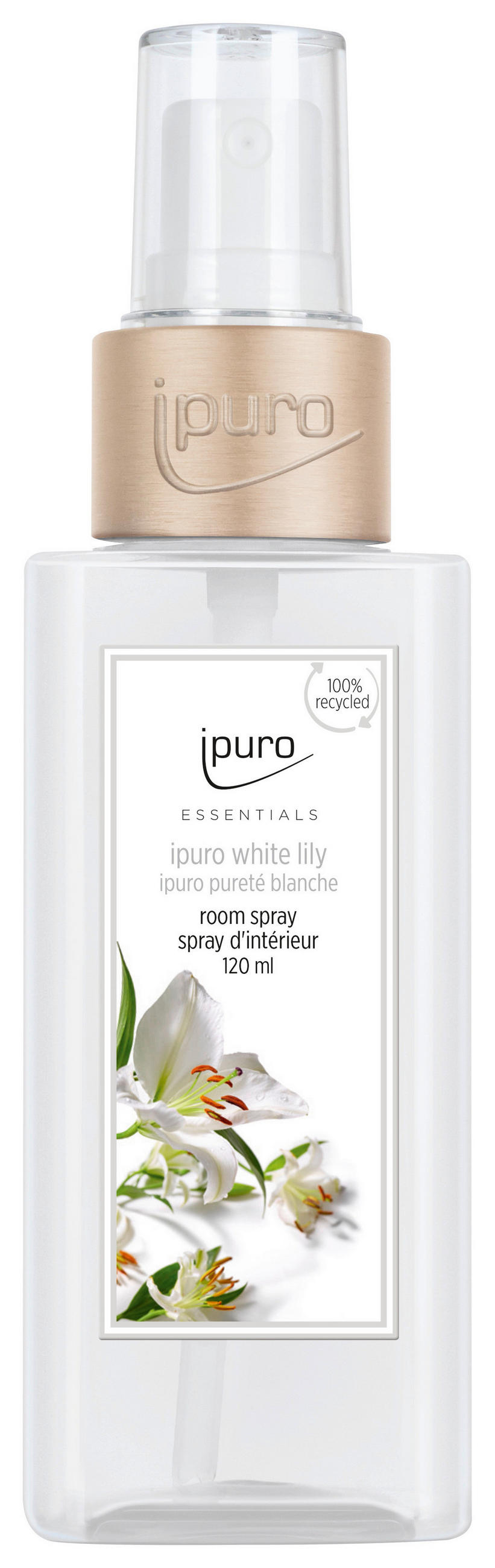 SPREJ ZA PROSTOR Essentials White Lily  - bela, Basics, umetna masa/steklo (120ml) - Ipuro
