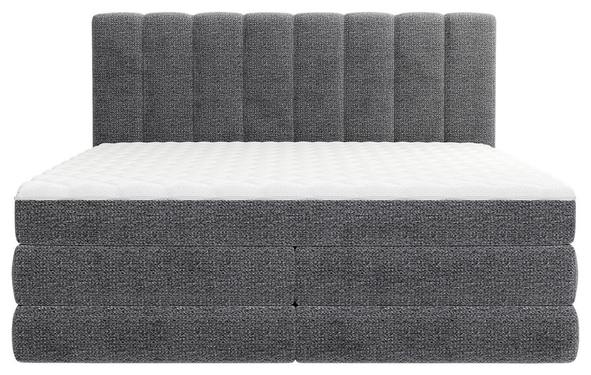 BOXSPRINGBETT 180/200 cm,  in Anthrazit, Bettkasten, Matratzen, H2 + H3 = mittel + fest  - Anthrazit/Schwarz, KONVENTIONELL, Kunststoff/Textil (180/200cm) - Carryhome