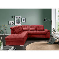 ECKSOFA Flachgewebe Rot  - Chromfarben/Rot, Modern, Textil/Metall (254/308cm) - Livetastic