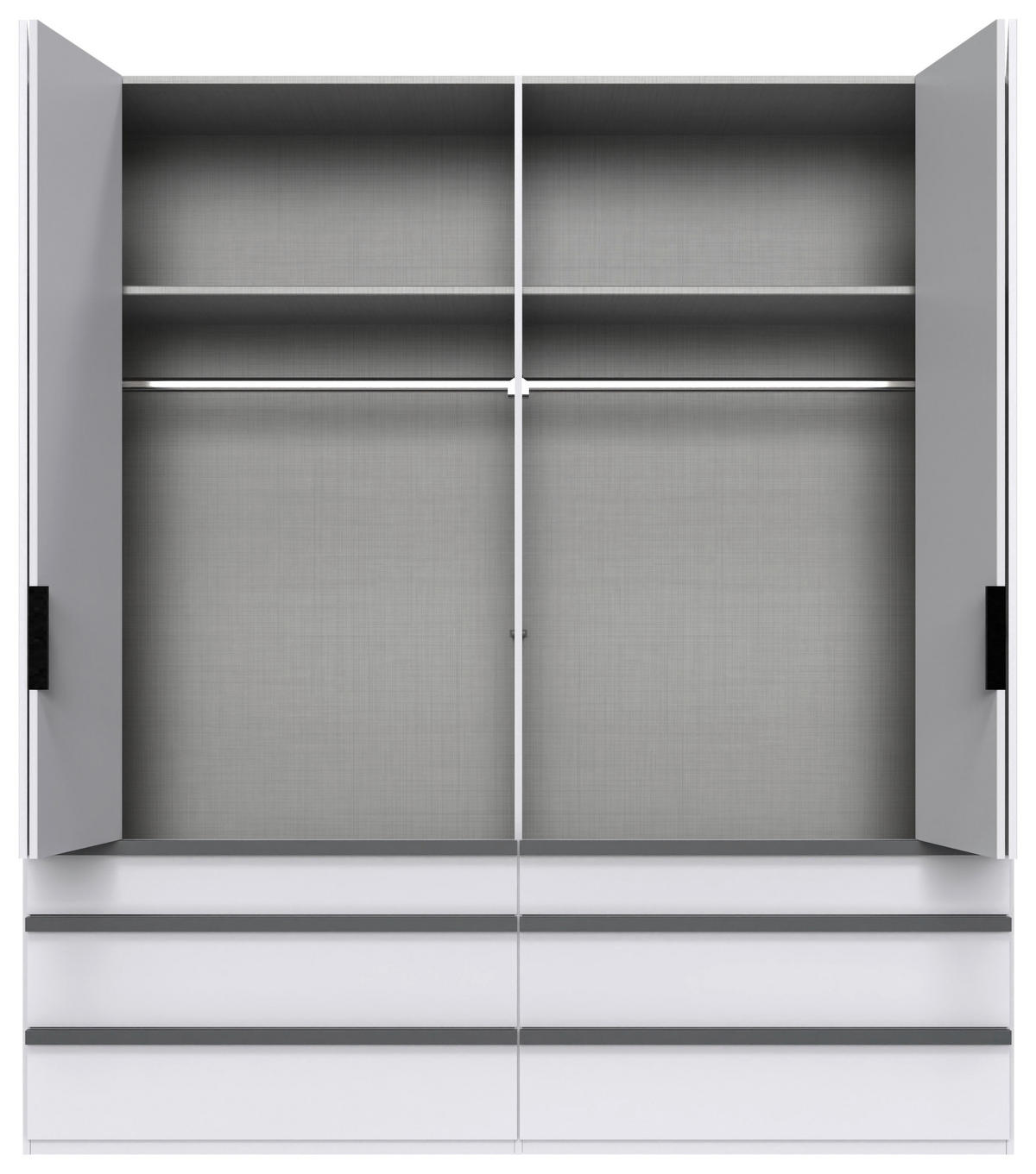FALTTÜRENSCHRANK 200/236/58 cm 4-türig Weiß  - Schwarz/Weiß, Design, Glas/Holzwerkstoff (200/236/58cm) - Boxxx