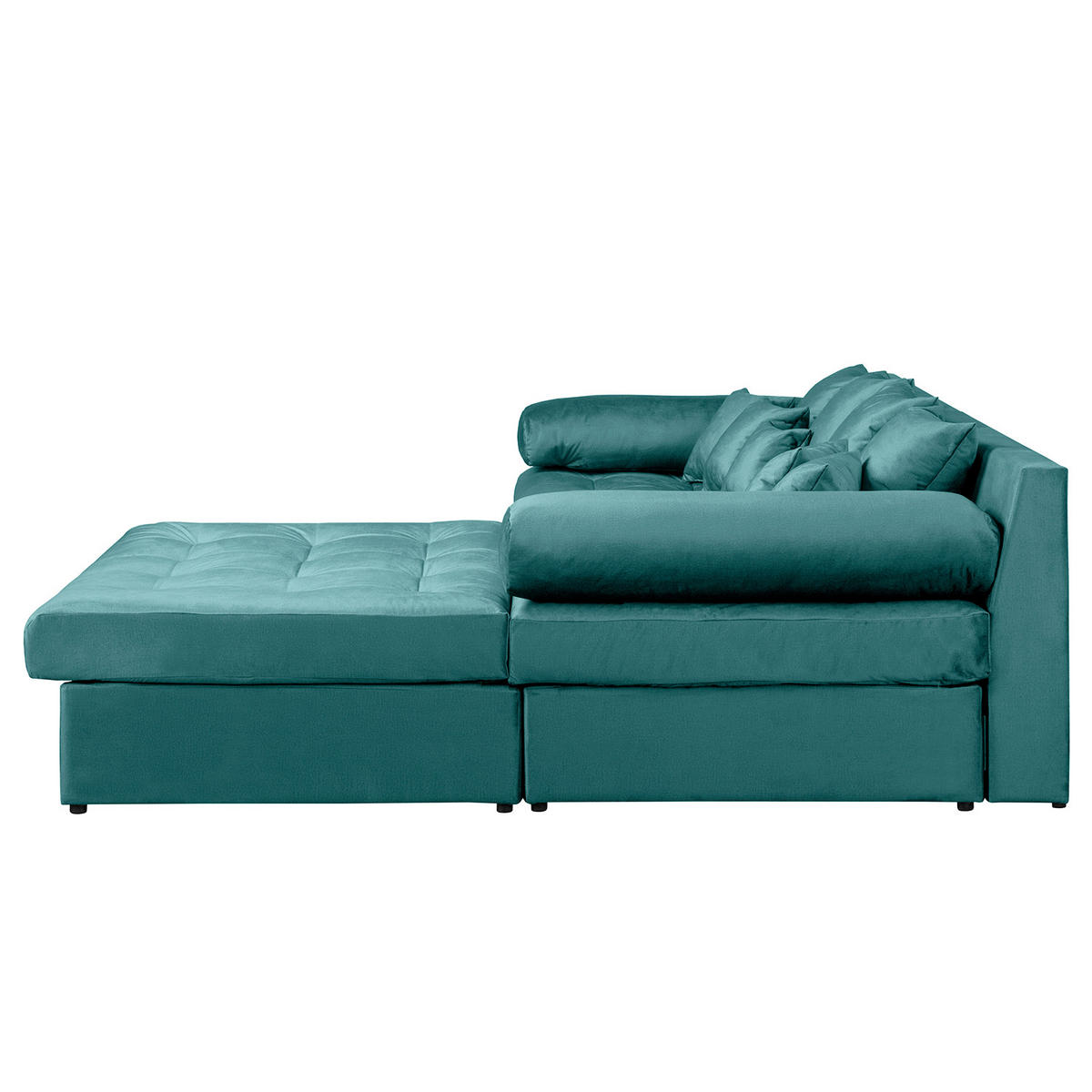 ECKSOFA Velours Blau  - Blau/Schwarz, Design, Kunststoff/Textil (284/243cm) - P & B
