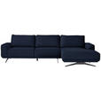 ECKSOFA in Webstoff Blau  - Blau/Schwarz, Design, Textil/Metall (320/172cm) - Valnatura