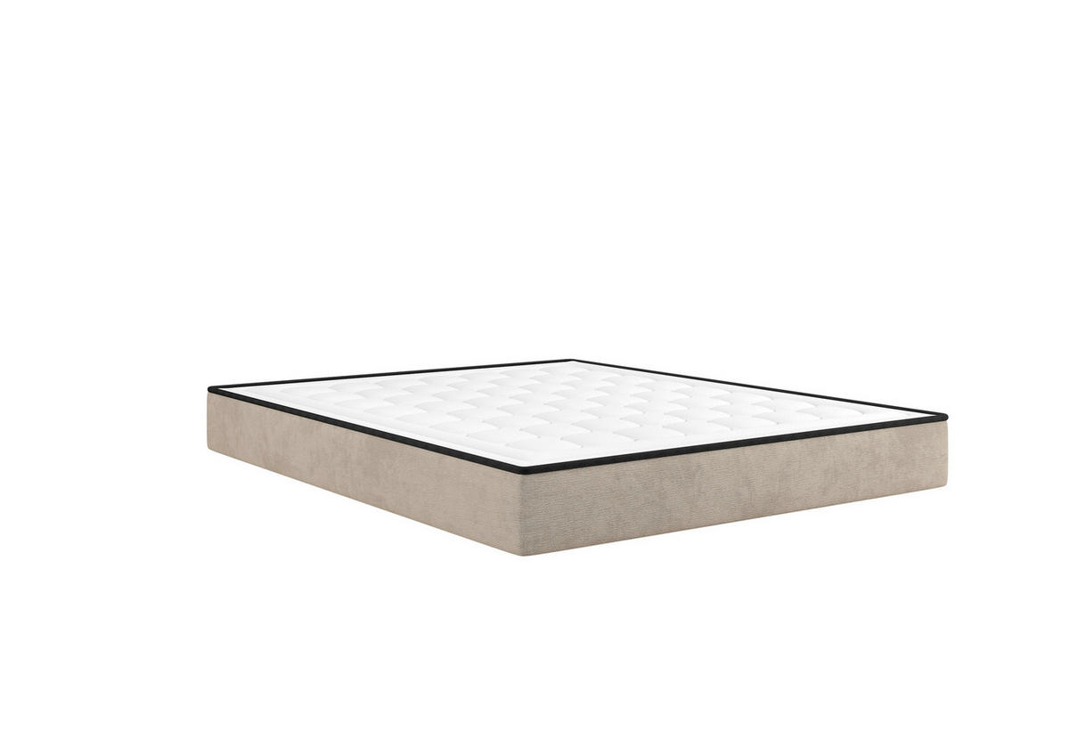 POLSTERBETT 180/200 cm,  in Beige, gepolstertes Kopfteil, Beleuchtung, Lattenrost, H2 + H3 = mittel + fest  - Beige/Schwarz, MODERN, Kunststoff/Textil (180/200cm) - Chameo