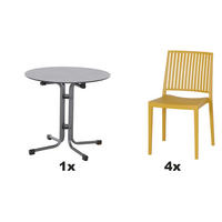 GARTENGARNITUR 5-teilig Stahl 5-teilig  - Anthrazit/Gelb, Basics, Kunststoff/Metall (80/80/80cm) - Siena Garden