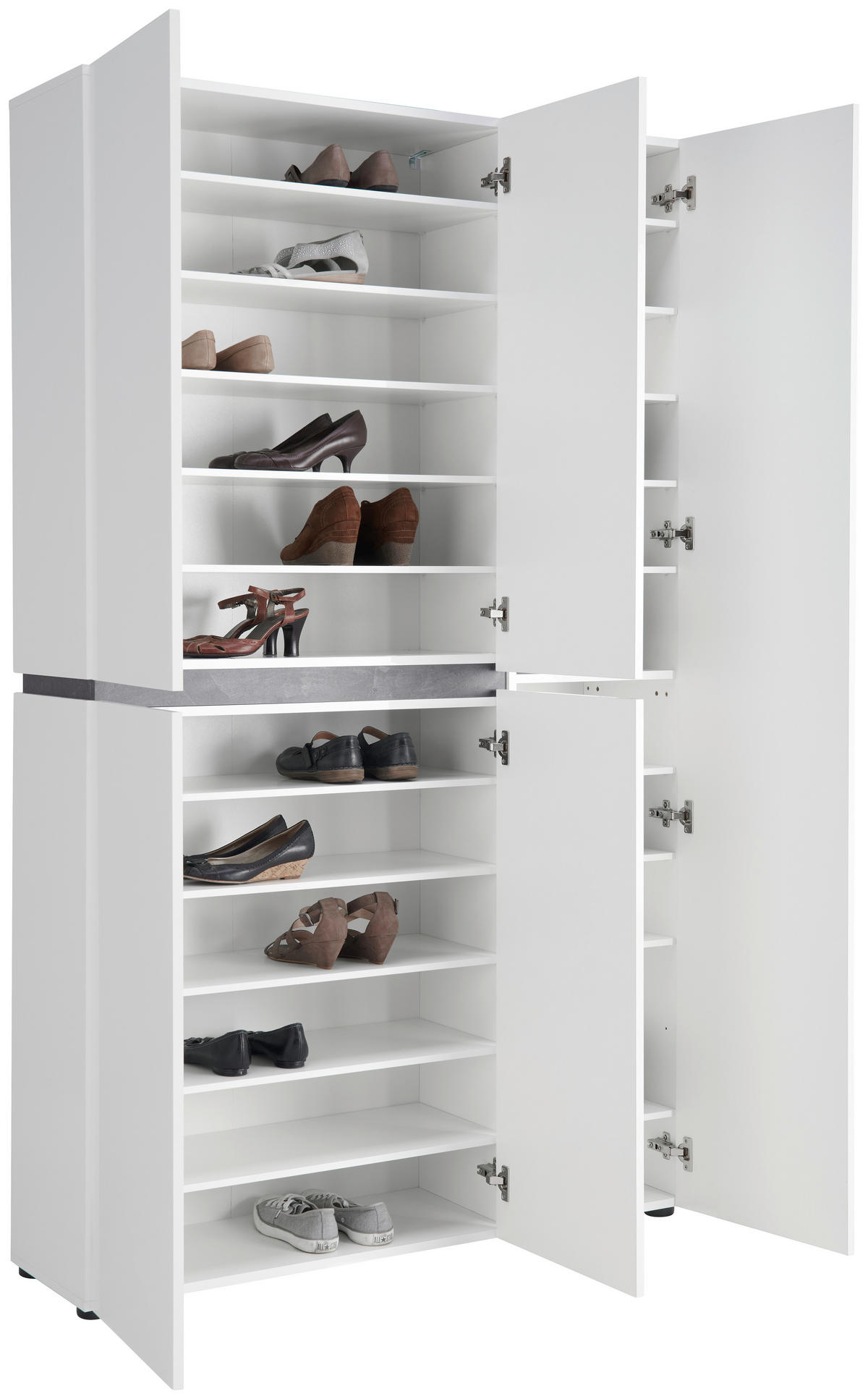 SCHUHSCHRANK Anthrazit, Weiß  - Anthrazit/Schwarz, Design, Holzwerkstoff/Kunststoff (120,2/200/34cm) - Voleo