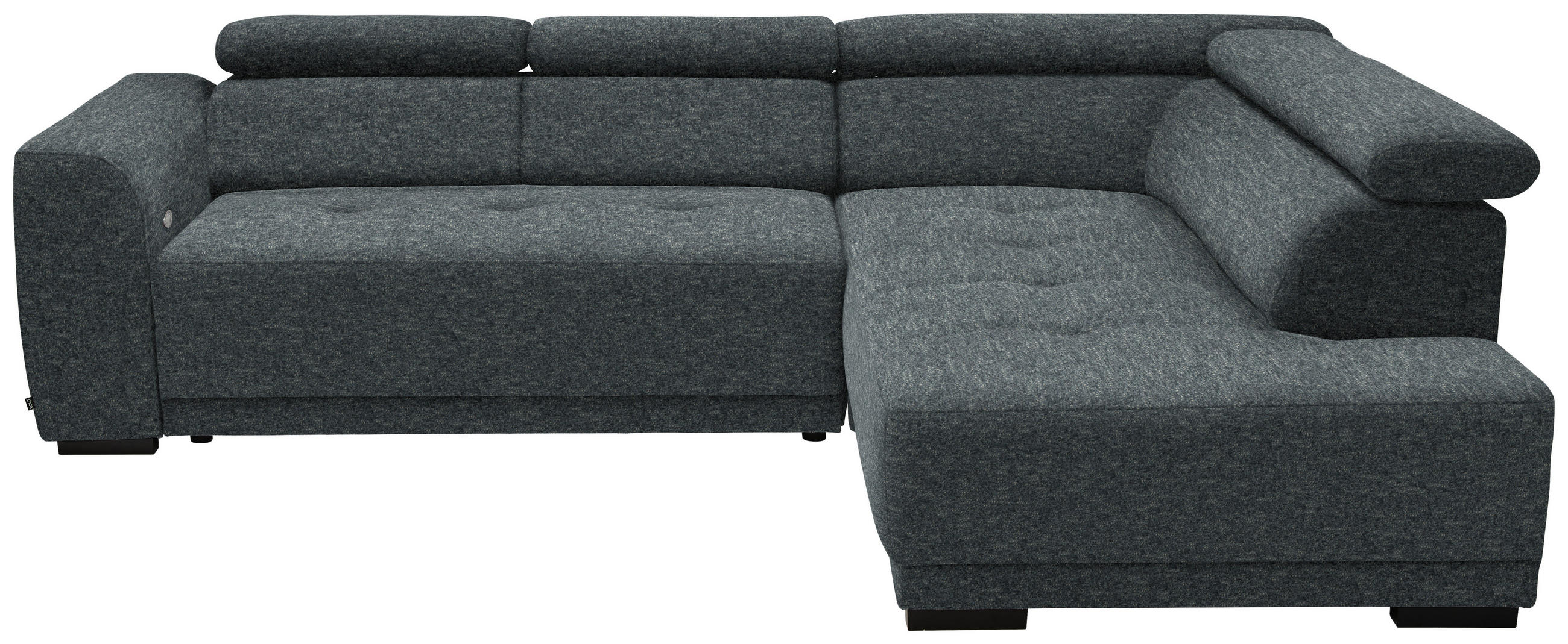 ECKSOFA in Chenille Grau  - Schwarz/Grau, Design, Kunststoff/Textil (284/205cm) - MID.YOU