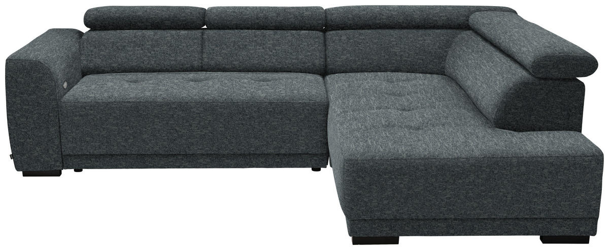 ECKSOFA in Chenille Grau  - Schwarz/Grau, Design, Kunststoff/Textil (284/205cm) - MID.YOU