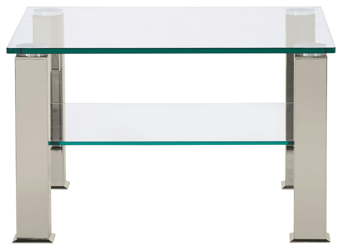 COUCHTISCH in Metall, Glas 75/75/42,5 cm  - Hellgrau, Design, Glas/Kunststoff (75/75/42,5cm)