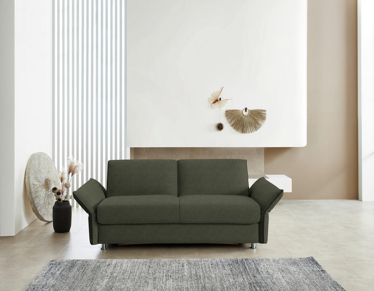 SCHLAFSOFA  in Flachgewebe Olivgrün  - Chromfarben/Olivgrün, Design, Textil/Metall (194-234/88/101cm) - Bali