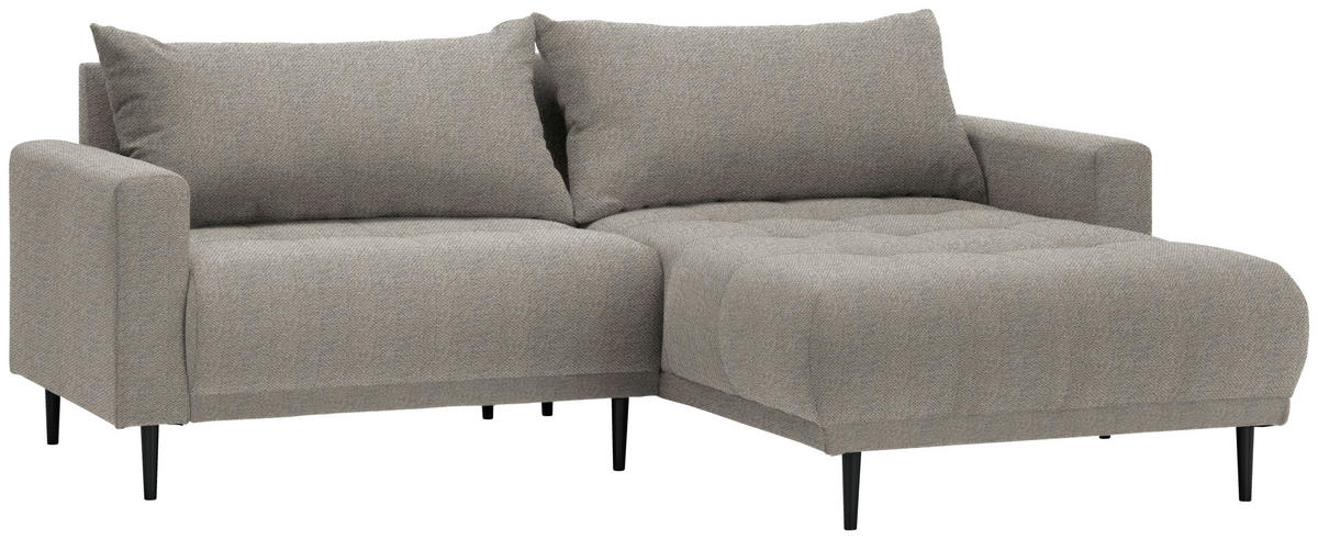 ECKSOFA Graubraun Webstoff  - Graubraun/Schwarz, Design, Holz/Textil (160/215cm) - Stylife