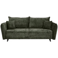 SCHLAFSOFA Chenille Olivgrün  - Schwarz/Olivgrün, KONVENTIONELL, Holz/Textil (238/99/108cm) - Carryhome