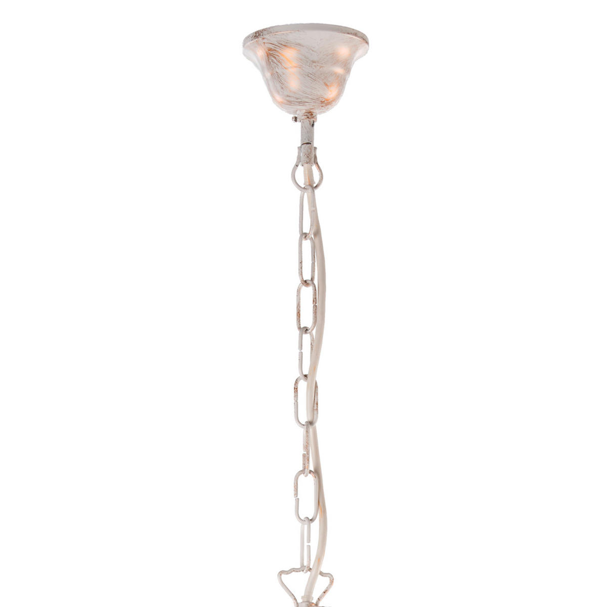 KRISTALL-HÄNGELEUCHTE 70/105 cm   - Weiß, KONVENTIONELL, Glas/Metall (70/105cm)