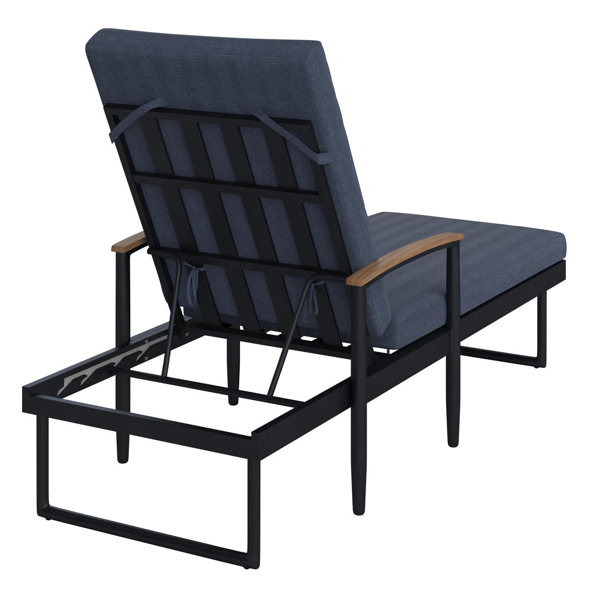 SONNENLIEGE 200/73/57 cm Teakholz  - Dunkelgrau, MODERN, Holz/Metall (200/73/57cm) - Ambia Garden