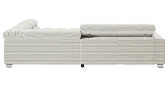 ECKSOFA in Cord Weiß  - Chromfarben/Weiß, KONVENTIONELL, Textil/Metall (311/219cm) - Hom`in