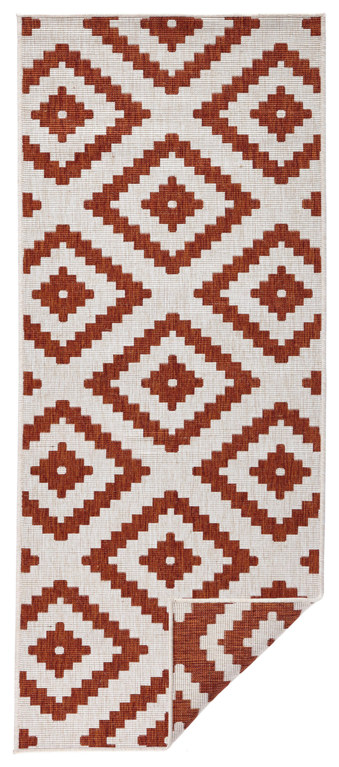 OUTDOORTEPPICH 80/250 cm Twin Creme, Terracotta  - Terracotta/Creme, Basics, Kunststoff (80/250cm)