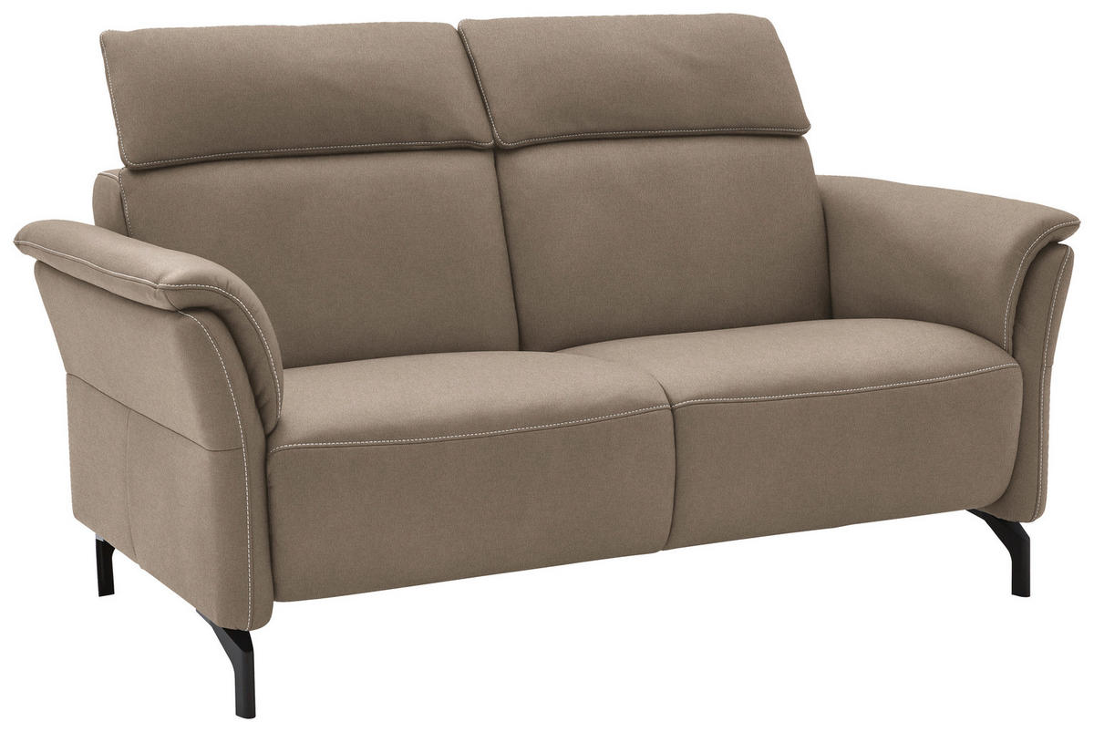 2-SITZER-SOFA in Mikrofaser Taupe  - Taupe/Schwarz, Konventionell, Textil/Metall (178/103/95cm) - Dieter Knoll