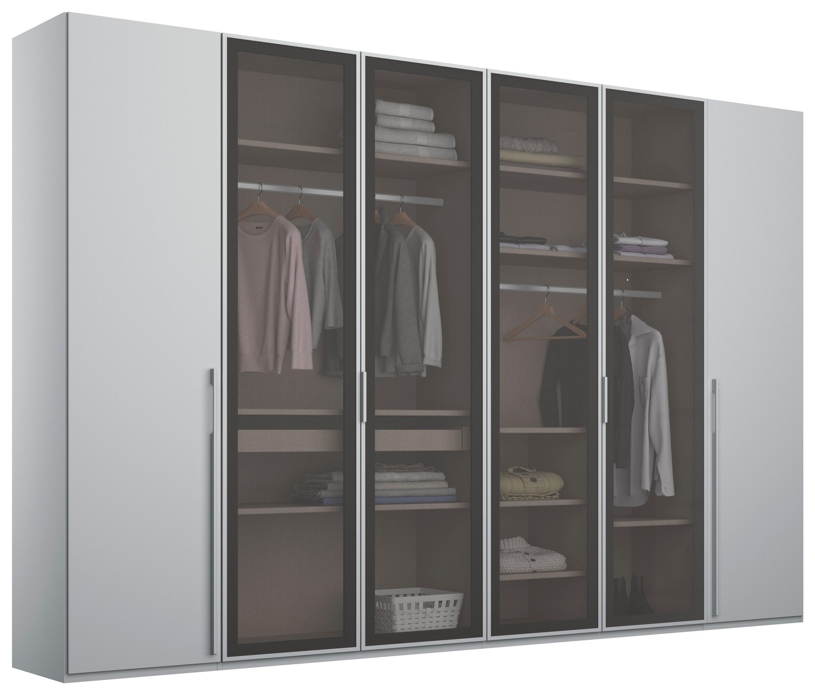 DREHTÜRENSCHRANK 301/235/60 cm,  in Grau, Hellgrau, 6-türig  - Hellgrau/Grau, Trend, Glas/Holzwerkstoff (301/235/60cm) - Novel