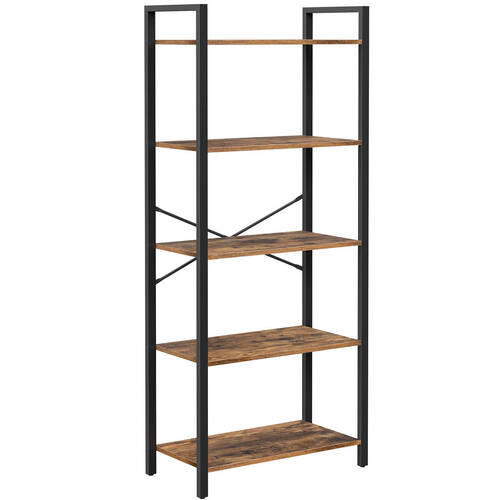 BÜCHERWAND Braun, Schwarz  - Schwarz/Braun, Basics, Holzwerkstoff/Metall (66/153/30cm) - Boxxx