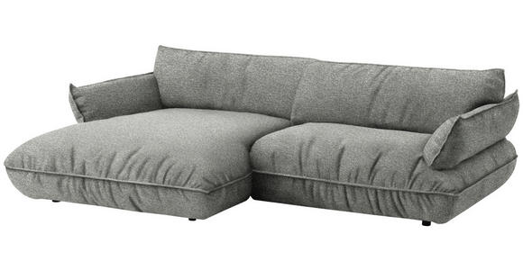 ECKSOFA  in Flachgewebe Grau  185/264 cm  - Schwarz/Grau, Design, Kunststoff/Textil (185/264cm) - Belluti