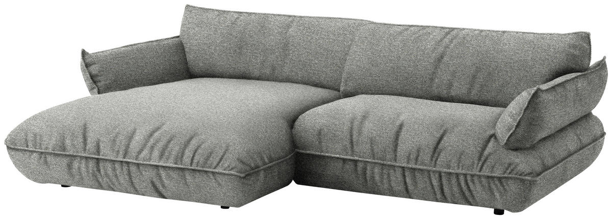 ECKSOFA  in Flachgewebe Grau  185/264 cm  - Schwarz/Grau, Design, Kunststoff/Textil (185/264cm) - Belluti
