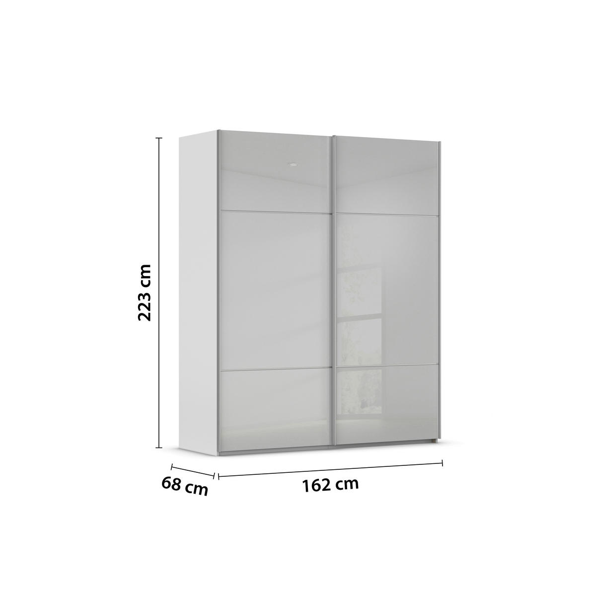 SCHWEBETÜRENSCHRANK in Grau  - Alufarben/Grau, Konventionell, Glas/Holzwerkstoff (162/223/68cm) - Novel