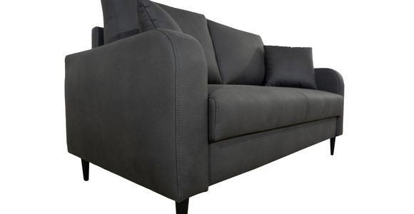2-SITZER-SOFA in Lederlook Grau - Schwarz/Grau, KONVENTIONELL, Holz/Textil (164/96/86cm) - Carryhome