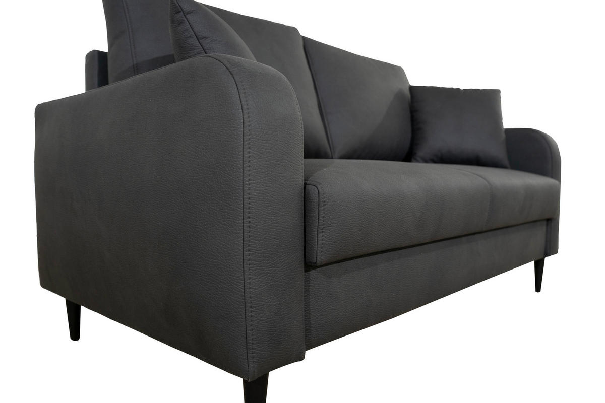 2-SITZER-SOFA Lederlook Grau  - Schwarz/Grau, KONVENTIONELL, Holz/Textil (164/96/86cm) - Carryhome