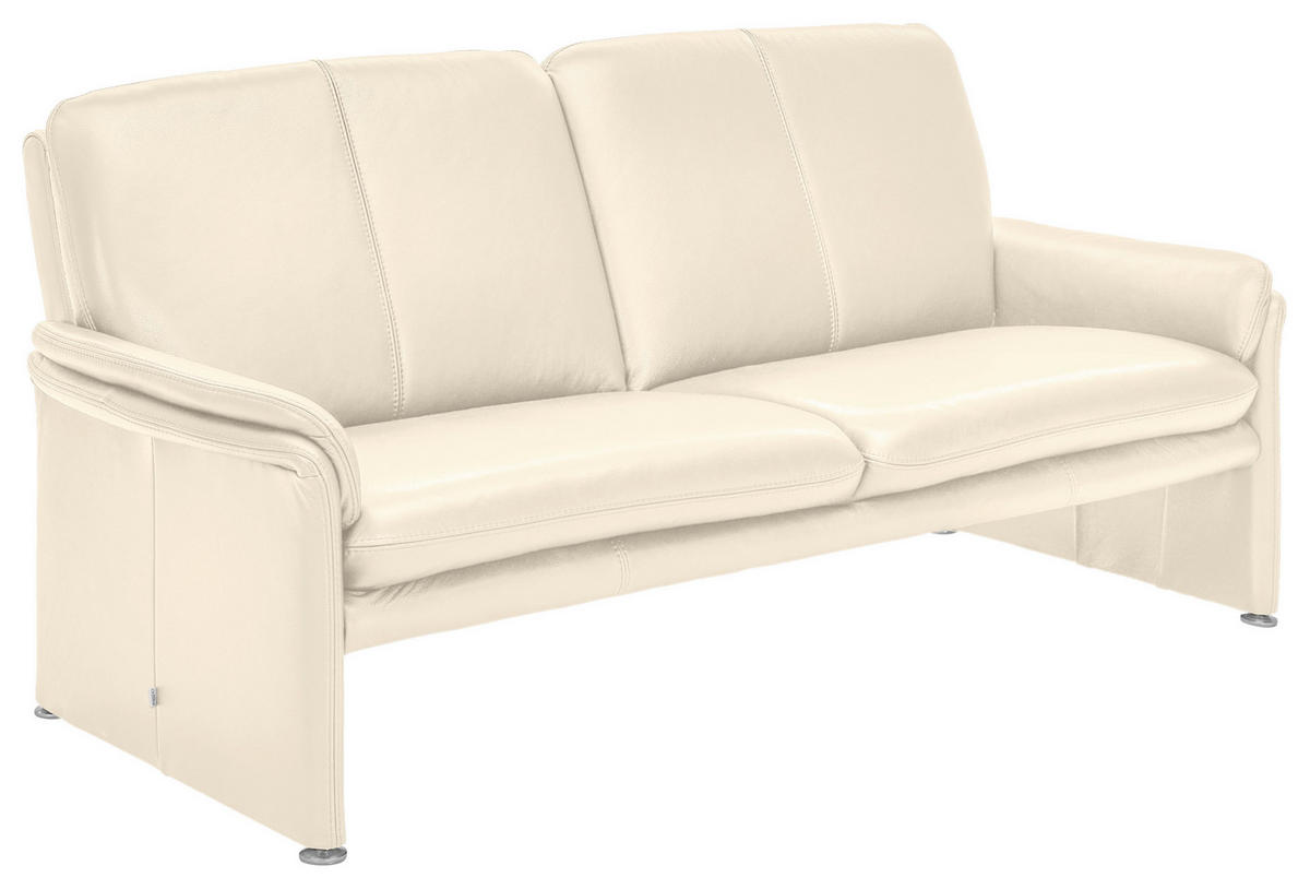 2-SITZER-SOFA Beige Echtleder  - Chromfarben/Beige, KONVENTIONELL, Leder/Metall (158/90/86cm) - Celina Home