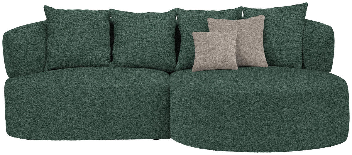 ECKSOFA in Plüsch Dunkelgrün  235/166 cm  - Dunkelgrün/Graubraun, MODERN, Kunststoff/Textil (235/166cm) - Hom`in