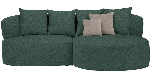 ECKSOFA in Plüsch Dunkelgrün  235/166 cm  - Dunkelgrün/Graubraun, MODERN, Kunststoff/Textil (235/166cm) - Hom`in