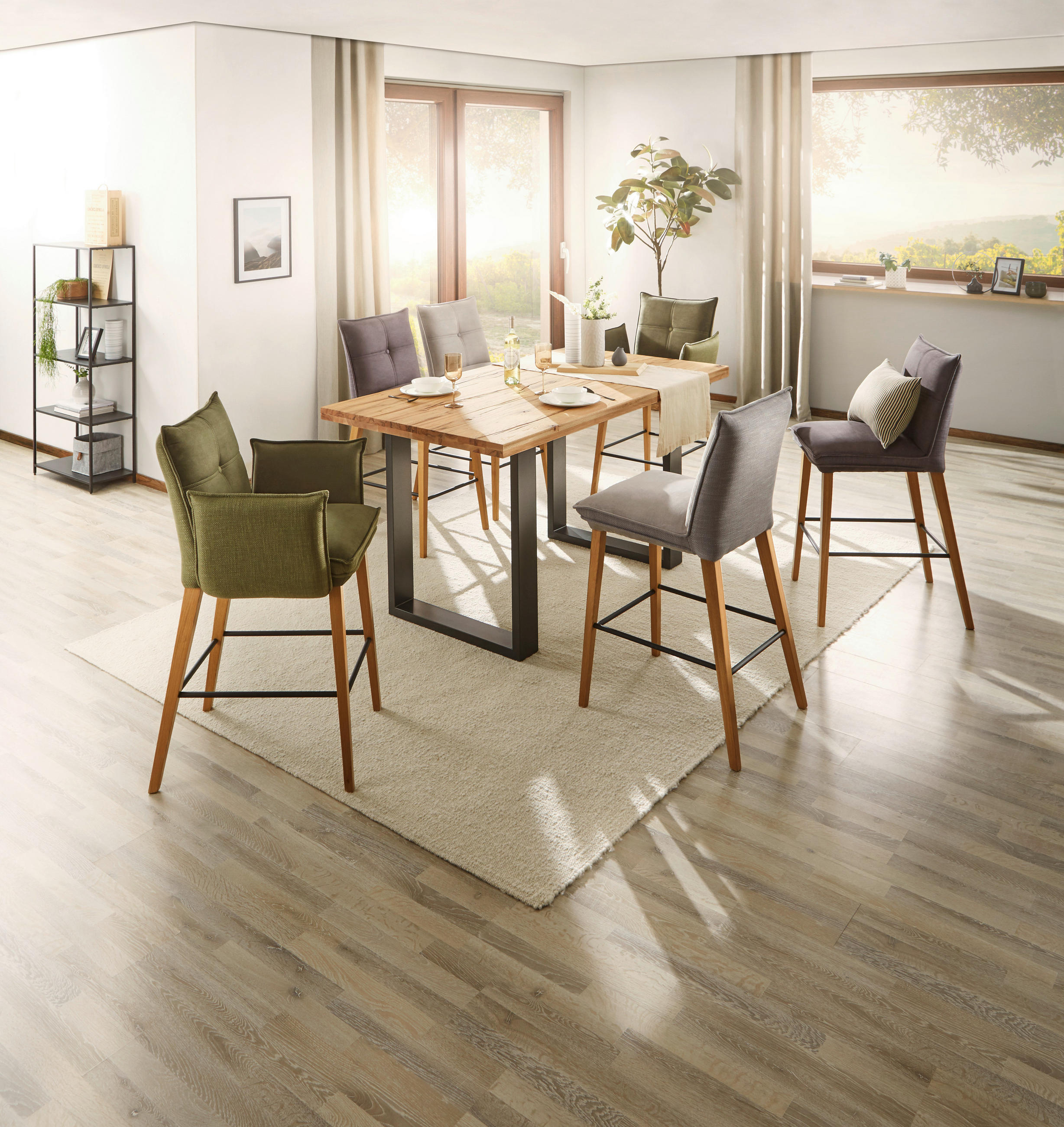 BARTISCH in Holz, Metall 160/100/95 cm - Eichefarben/Anthrazit, Design, Holz/Metall (160/100/95cm) - MID.YOU