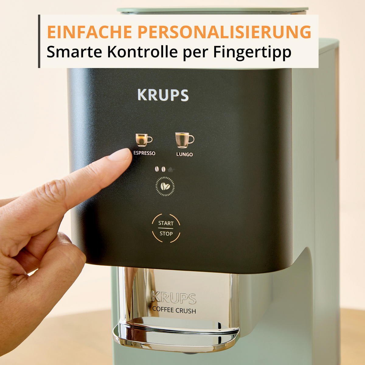 KAFFEEVOLLAUTOMAT Coffee Crush  - Salbeigrün, Basics, Kunststoff (38.5/18.5/41cm) - Krups