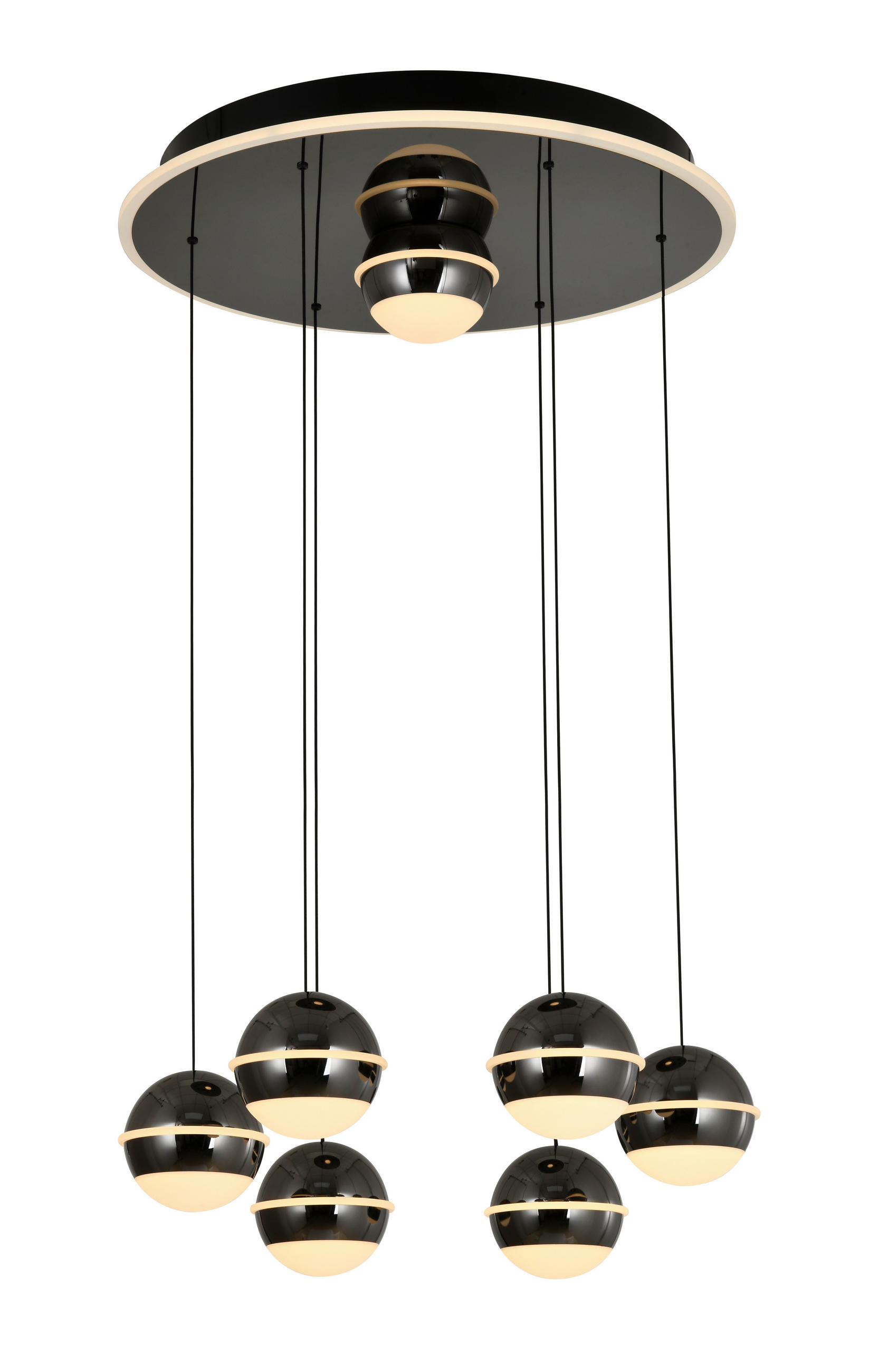 LED-HÄNGELEUCHTE Biarritz 46/150/46 cm  - Schwarzchrom, Design, Kunststoff/Metall (46/150/46cm)