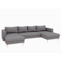 WOHNLANDSCHAFT Struktur Anthrazit  - Anthrazit/Buchefarben, Modern, Holz/Textil (161/306/161cm) - Trendmanufaktur